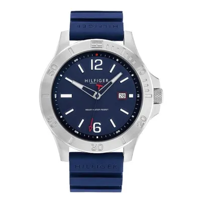 TOMMY HILFIGER- STYLISH RYAN BLUE DIAL GREEN SILICON STRAP WATCH 