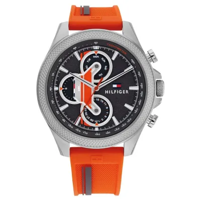 TOMMY HILFIGER CLARK GREY DIAL SILICONE STRAP MEN'S WATCH