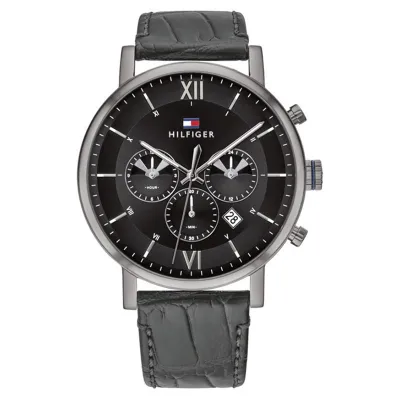 TOMMY HILFIGER HEREN HORLOGE BLACK DIAL LEATHER WATCH