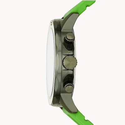 Fossil Bannon Chronograph Grey Dial Green Silicone Strap Watch for Men
