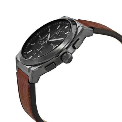 Fossil Everett Analog Grey Dial Brown Belt Men's Watch