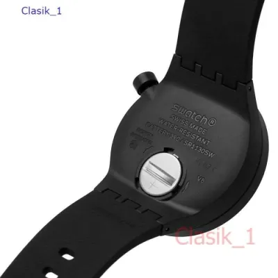 Swatch Big Bold Bioceramic Basalt Quartz Black Dial Black Silicone Strap Watch 