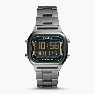 Fossil Retro Digital Smoke Stainless Steel Men's Watch