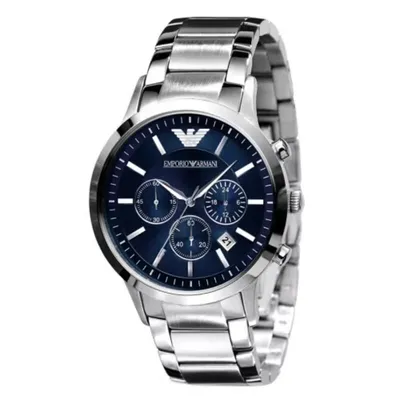 Emporio Armani Dress Renato Blue Dial Stainless Steel Watch 