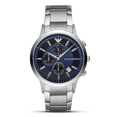 Emporio Armani Dress Renato Blue Dial Stainless Steel Watch 