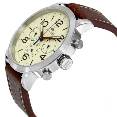 Tommy Hilfiger Jake Multifunction Beige Dial Brown Leather Men's Watch