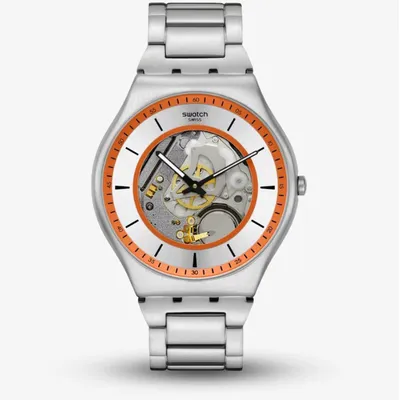 Swatch THE ESSENCE OF SPRING (42mm) Silver and Orange Open Dial Watch