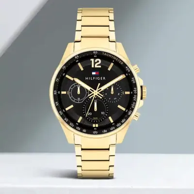 Tommy Hilfiger Men's Multifunction Gold Iconic Plated and Link Bracelet Watch