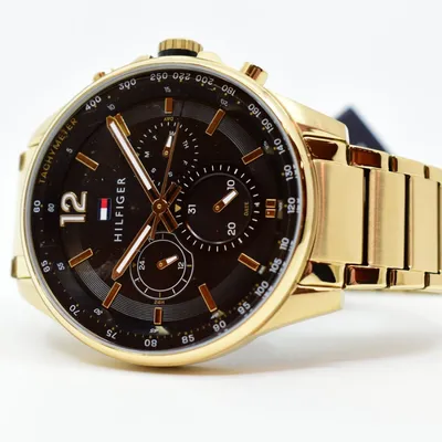 Tommy Hilfiger Men's Multifunction Gold Iconic Plated and Link Bracelet Watch