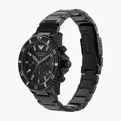 Emporio Armani Diver All Black Stainless Steel Chronograph Men's Watch