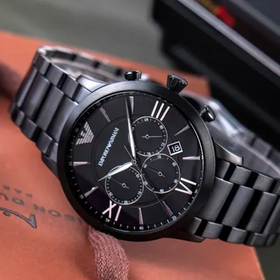 Emporio Armani Giovanni Black Dial Men's Chronograph Watch