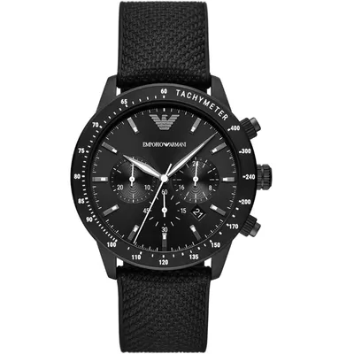 Emporio Armani Mario Chronograph Quartz Black Dial Nylon Strap Watch 