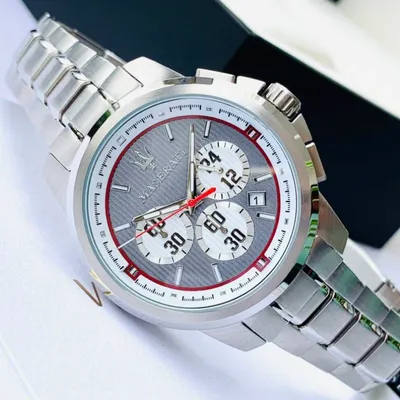 Maserati Royale Chronograph Grey Dial Silver Steel Strap Watch For Men 