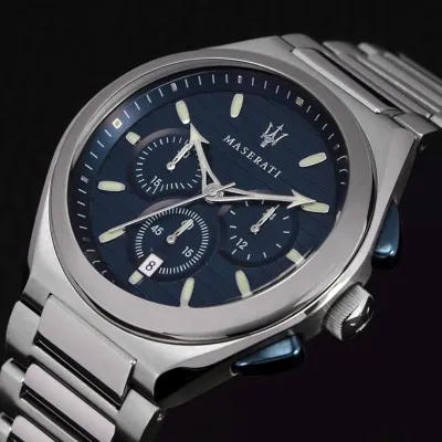 Maserati Triconic chronograph quartz blue dial men's watch