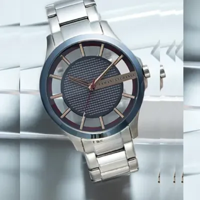 Armani Exchange Hampton Grey Dial Silver Steel Strap Watch