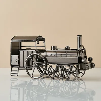 Desktop Art Statue Retro Iron Art Locomotive Model, Nostalgia Vintage Train Crafts