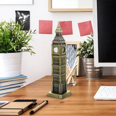 British Clock Tower Sculpture Made of Metal, Big Ben Tower Ornament, British Souvenir Tower Statue, for Home Office Decore