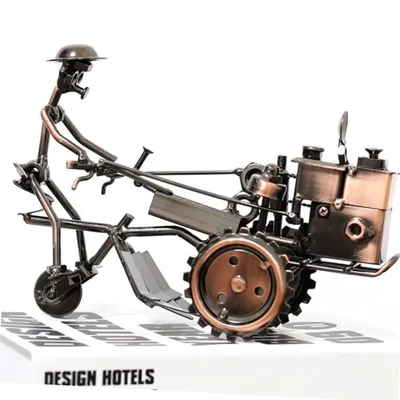 Vintage Handcrafted Iron Tractor Bronze Tone Collectible Iron Art, Creative Gift