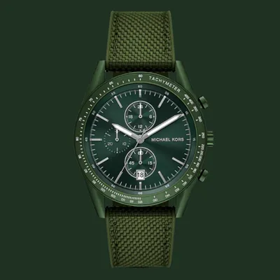 Michael Kors Accelerator Chronograph Olive Green Nylon Men's Watch