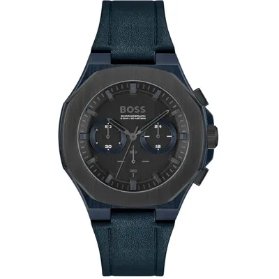 Boss Taper Chronograph  Men's Black Leather Watch
