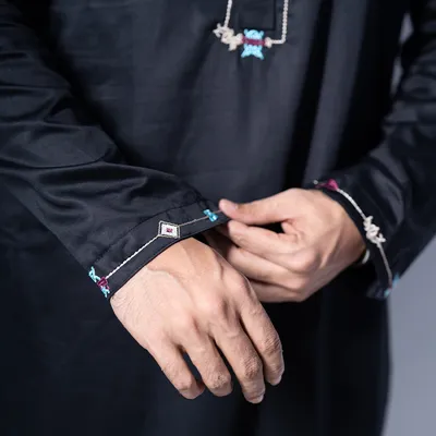 Exclusive Round Neck Panjabi -Black