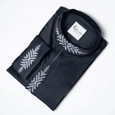  Exclusive Embroidered Panjabi -Black