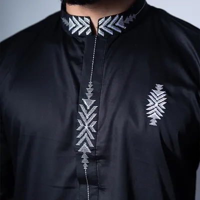  Exclusive Embroidered Panjabi -Black