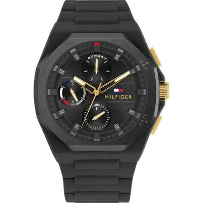 Tommy Hilfiger Silicone Black Dial Multi-function Men's Watch 