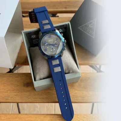 Guess Velocity Blue Dial Blue Rubber Strap Watch for Men 