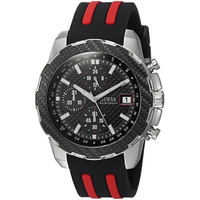 Guess Octane Chronograph Black Dial Two Tone Silicone Strap Watch 