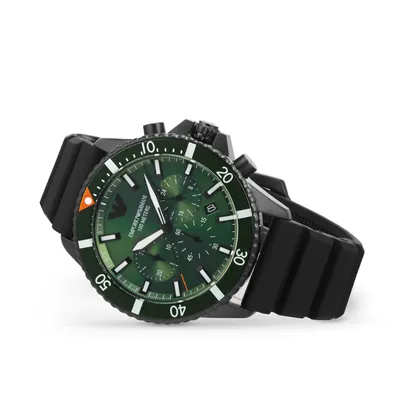 Emporio Armani Black  Chronograph Green Dial Watch