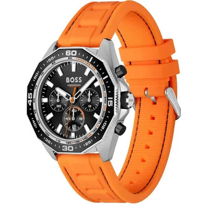 Hugo Boss Energy Chronograph Quartz Black Dial Orange Rubber Strap Watch