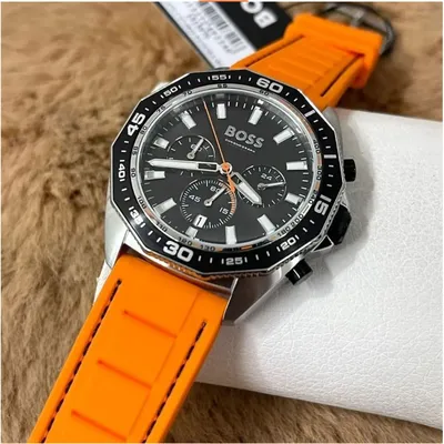 Hugo Boss Energy Chronograph Quartz Black Dial Orange Rubber Strap Watch