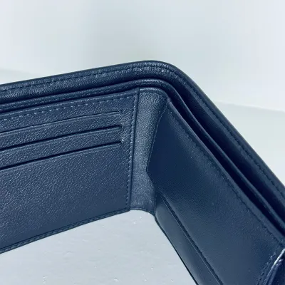 PRADA- BIFOLD MENS LEATHER WALLET- NAVY
