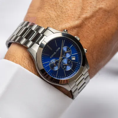 Michael Kors Men’s Quartz Grey Stainless Steel Blue Dial Watch 