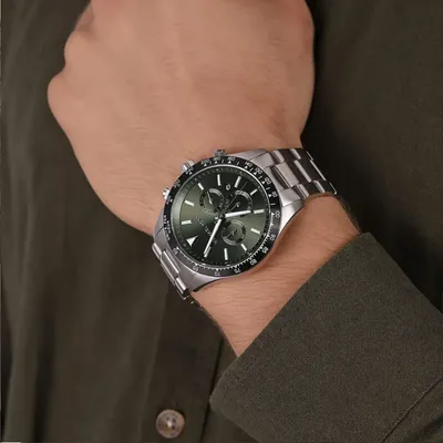 Michael Kors layton chronograph quartz green dial men's watch 