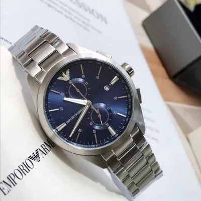 Emporio Armani Chronograph Gunmetal Blue Dial Men's Watch