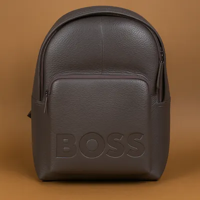 HUGO BOSS- LEATHER BACKPACK -GREY