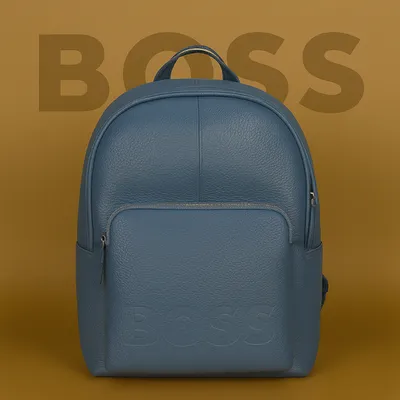 BOSS LEATHER BACKPACK -BLUE
