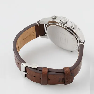 Tommy Hilfiger Dark Brown Leather Parchment Dial Watch