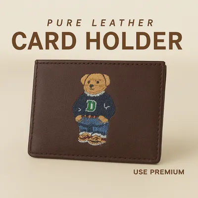 Polo Ra'lph Lau'ren Bear Print Card Holder -Maroon