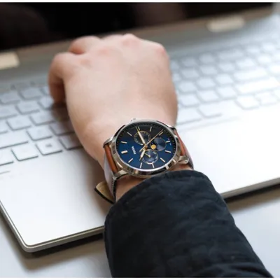 Neutra Moonphase Multifunction Brown Leather Watch