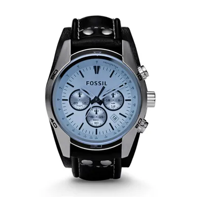 Fossil Coachman Chronograph Black Leather Watch