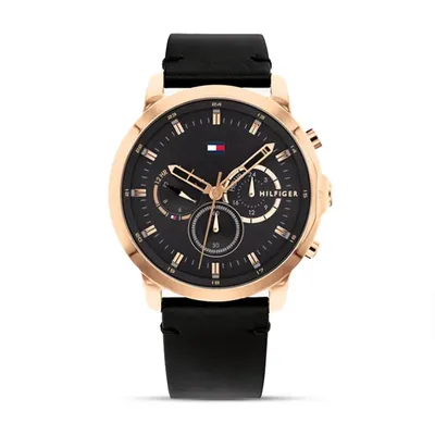 Tommy Hilfiger Men’s Quartz Black Leather Strap Watch