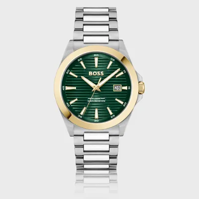 Hugo Boss Stainless Steel Olive Green Dial Men's Watch