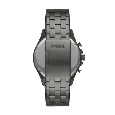 Fossil Forrester Chronograph Black Dial Grey Steel Strap Watch for Men