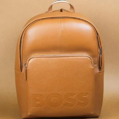 HUGO BOSS LEATHER BACKPACK- BROWN