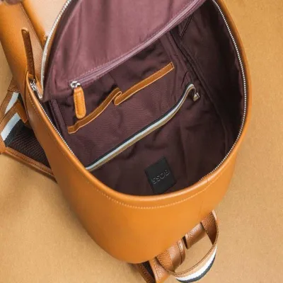 HUGO BOSS LEATHER BACKPACK- BROWN