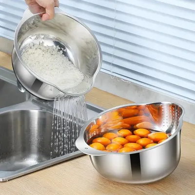Stainless Steel Washing Bowl Strainer With Side Drainer