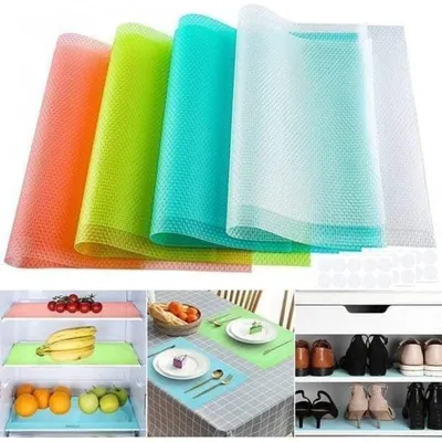 Multicolor Washable Refrigerator Mat Set (2 Pc)